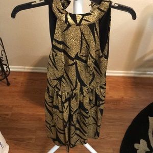 Black & gold halter dress